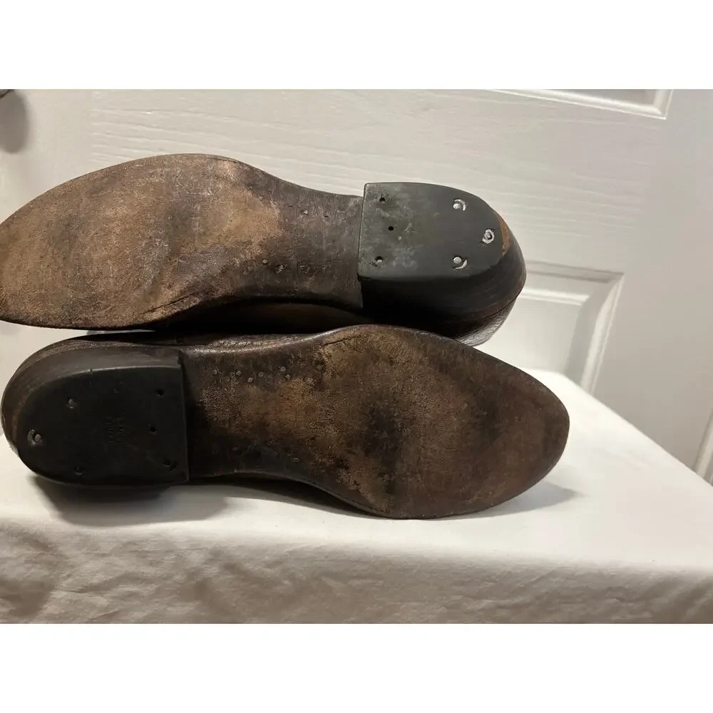 Vintage Nocona Cowboy Boots Men’s 11D USA Brown Black Leather Western Stitch